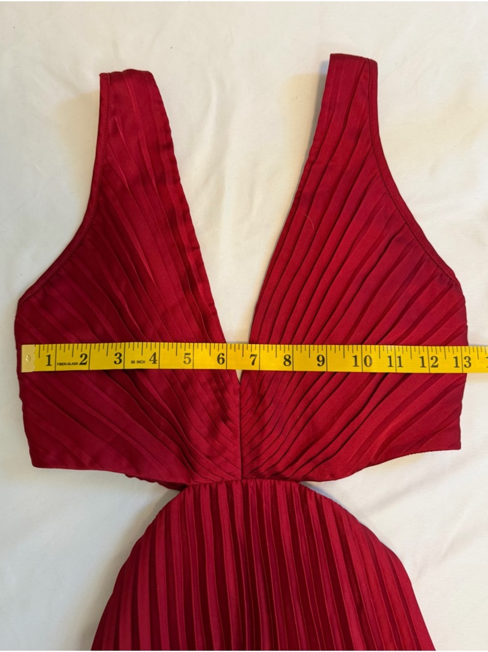 Abercrombie Giselle Red Maxi Dress Size S Cut Out Pleated Romantic Wedding Guest - Picture 5 of 7